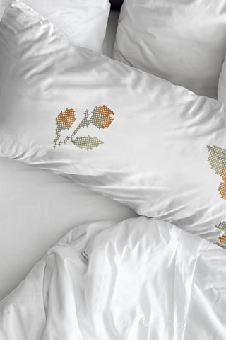 Federa in cotone 78 fili/cm² Aldaia - Bianco e arancione