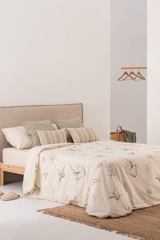 Copripiumino in raso di cotone 157 fili/cm² Chelva - Beige e verde