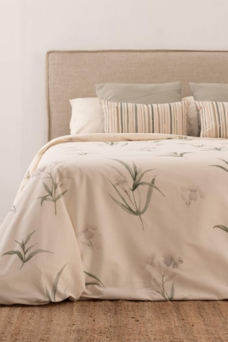 Copripiumino in raso di cotone 157 fili/cm² Chelva - Beige e verde