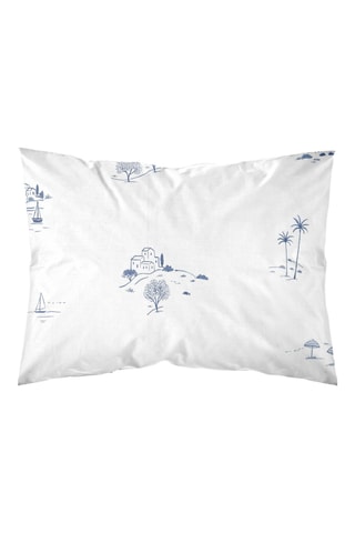 Federa in parcalle di cotone 79 fili/cm² Mareny - Blu e bianco