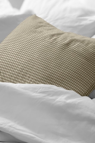 Federa in parcalle di cotone 79 fili/cm² Aielo - Marrone