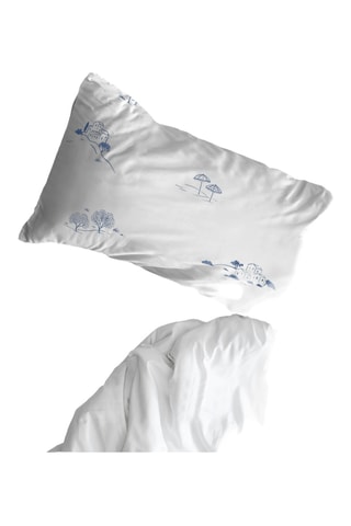 Federa in parcalle di cotone 79 fili/cm² Mareny - Blu e bianco