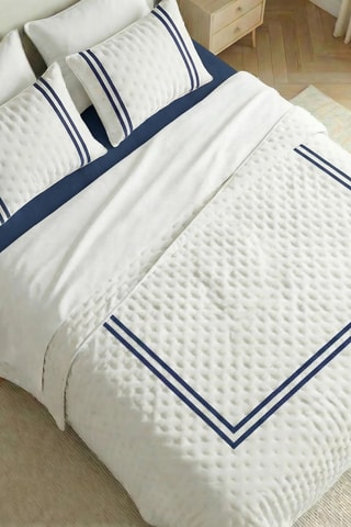 Cobre-leito Oliva - Branco e azul