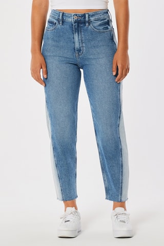 Jeans Hoge Taille Mom - Blauw
