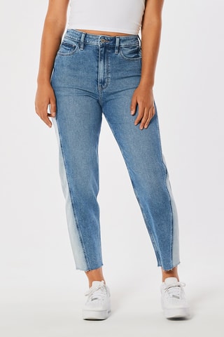 Jeans Hoge Taille Mom - Blauw