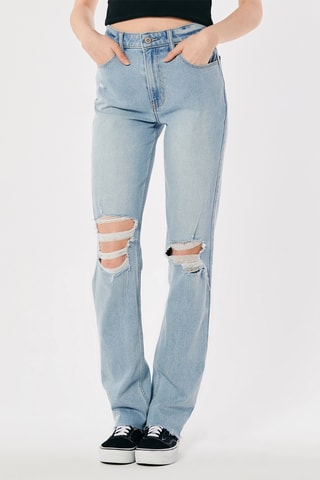 Jeans Hoge Taille Straight Cut - Blauw