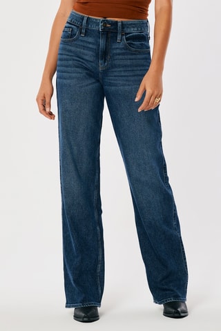 Jeans Wide Legs met Hoge Taille - Donkerblauw