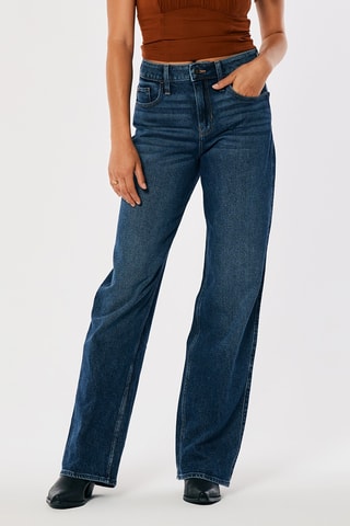 Jeans Wide Legs met Hoge Taille - Donkerblauw