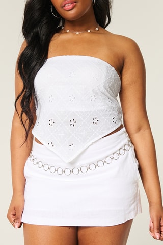 Crop top met Engelse borduursels - Wit