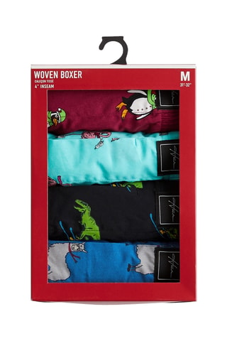 4 Boxershorts - Bordeauxrood en Turquoise
