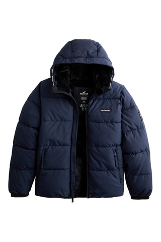 Gewatteerde Jas met Capuchon - Marineblauw
