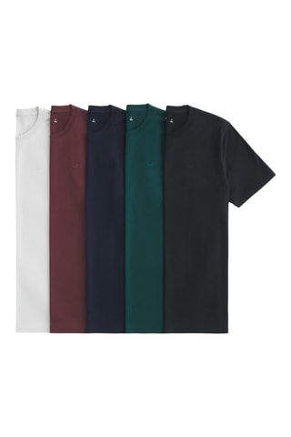 5 T-shirts - Marineblauw en Bordeauxrood