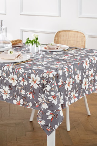 Tovaglia in tela cerata Eclat de nature - Grigio scuro e bianco 