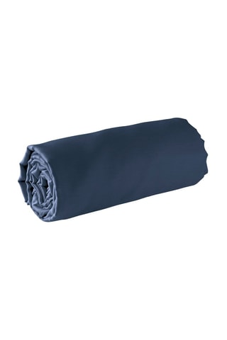 Lenzuolo sotto in raso di cotone 80 fili/cm² Amelia - Blu scuro