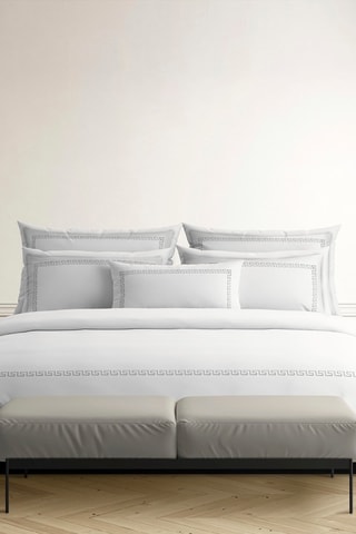 Parure copripiumino in raso di cotone 80 fili/cm² Grand Hôtel - Bianco e grigio