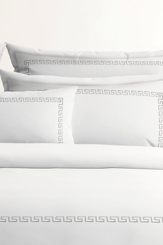 Parure copripiumino in raso di cotone 80 fili/cm² Grand Hôtel - Bianco e grigio
