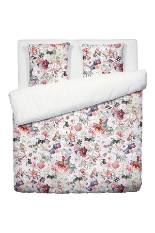 Parure copripiumino double face in raso di cotone 80 fili/cm²  Fleurs éclatantes - Bianco