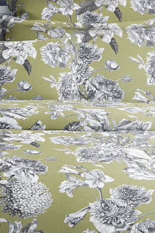 Parure copripiumino in raso di cotone 79 fili/cm² Jardin - Verde e grigio