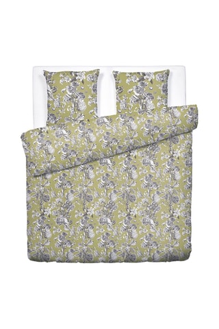 Parure copripiumino in raso di cotone 79 fili/cm² Jardin - Verde e grigio