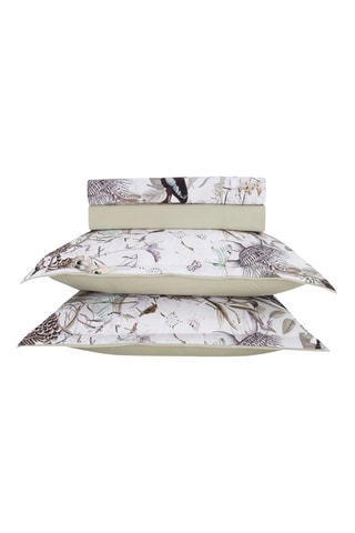 Parure lenzuola in raso di cotone 80 fili/cm²Jardin orné - Verde chiaro e bianco