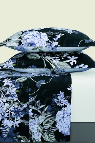 Parure lenzuola in raso di cotone Hortensia - Blu scuro