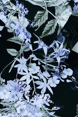 Parure lenzuola in raso di cotone Hortensia - Blu scuro