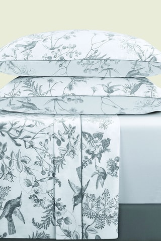 Parure lenzuola in raso di cotone Colibri floral - Nero e grigio
