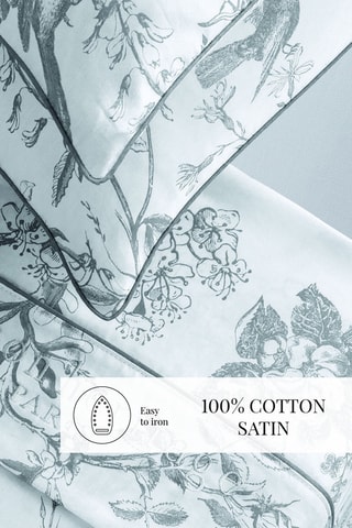 Parure lenzuola in raso di cotone Colibri floral - Nero e grigio