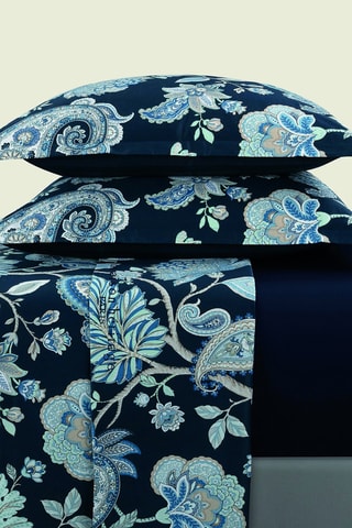 Parure lenzuola in raso di cotone Kashmir - Blu scuro