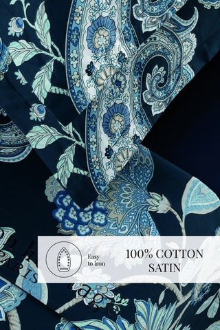Parure lenzuola in raso di cotone Kashmir - Blu scuro