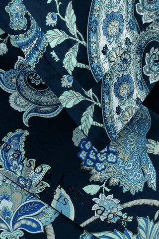 Parure lenzuola in raso di cotone Kashmir - Blu scuro
