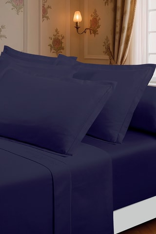 Parure lenzuola in raso di cotone Uni - Blu