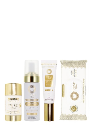 Deodorant met Monoï Oriental - 50g, Musc Intime La Rayonnante - Monoï Oriental - 30ml. Intieme doekjes Monoi Oriental - 30 doekjes en Intieme reinigingsmousse met Monoï oriental La Rayonnante - 150 ml