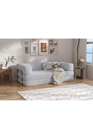 Ensemble canapé convertible Smart et housse - Gris - 2 places - Tissu velours