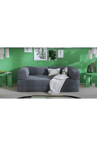 Ensemble canapé convertible Smart et housse - Anthracite - 2 places - Tissu velours