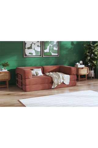 Ensemble canapé convertible Smart et housse - Marron - 2 places - Tissu velours