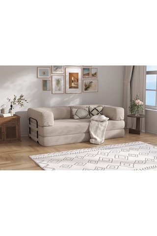 Canapé convertible Smart - Beige - 2 places - En tissu velours