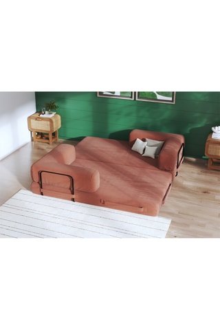 Canapé convertible Smart - Marron - 2 places - En tissu velours