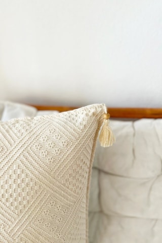 Coussin Buldansi - 43 x 43 cm - Beige et bleu
