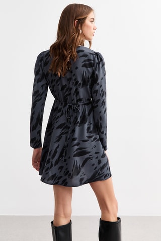 Robe chemise - Bleu cobalt et noir