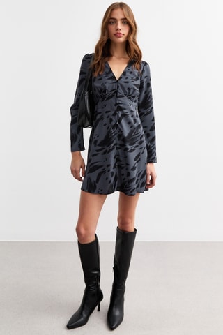Robe chemise - Bleu cobalt et noir