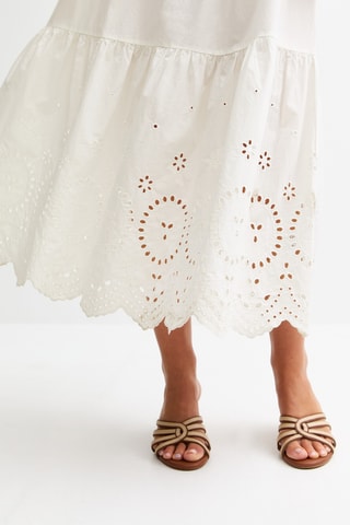 Robe midi bi-matière - Blanc