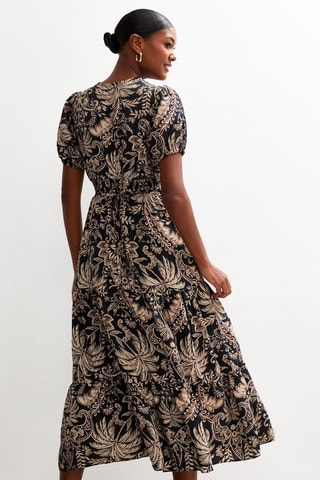Robe midi - Noir et beige
