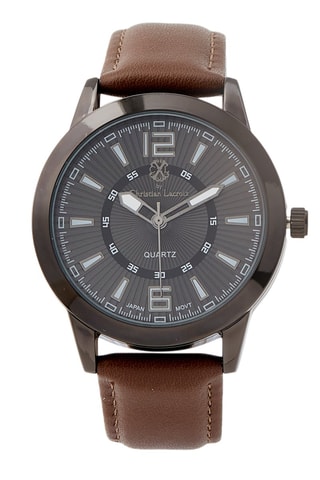 Reloj de cuarzo de piel - Castaño y negro