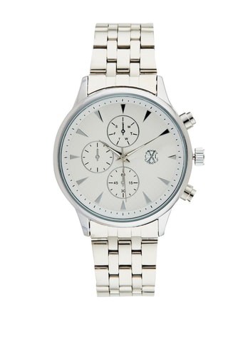 Reloj de cuarzo de aleación - Cronógrafo - Plateado y blanco