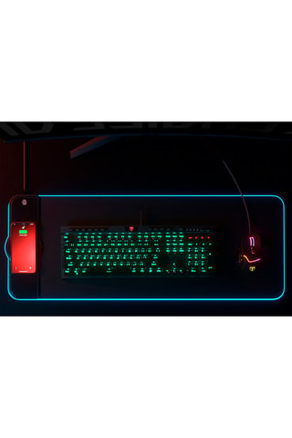 Tappetino gaming con LED e caricabatteria rapido wireless Qi - Nero