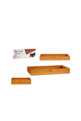 Organizer da scrivania in bambù 38 x 15 cm - Marrone
