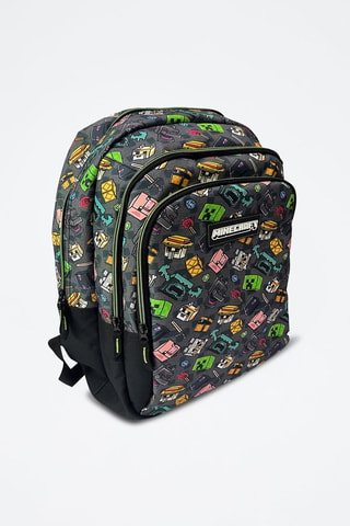 Zaino Minecraft - Grigio, nero e verde
