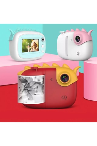 Macchina fotografica digitale A6 con stampa istantanea - Bianco e rosa
