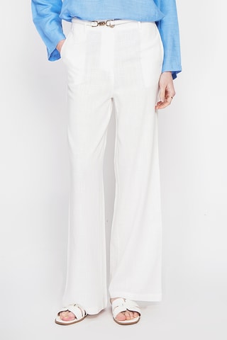 Pantalón ancho de lino - Blanco